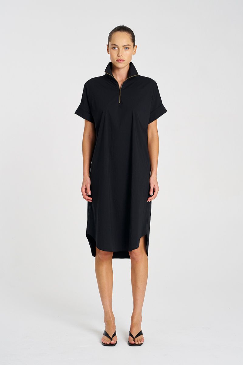 Half Zip Dress in Black by Mela Purdie