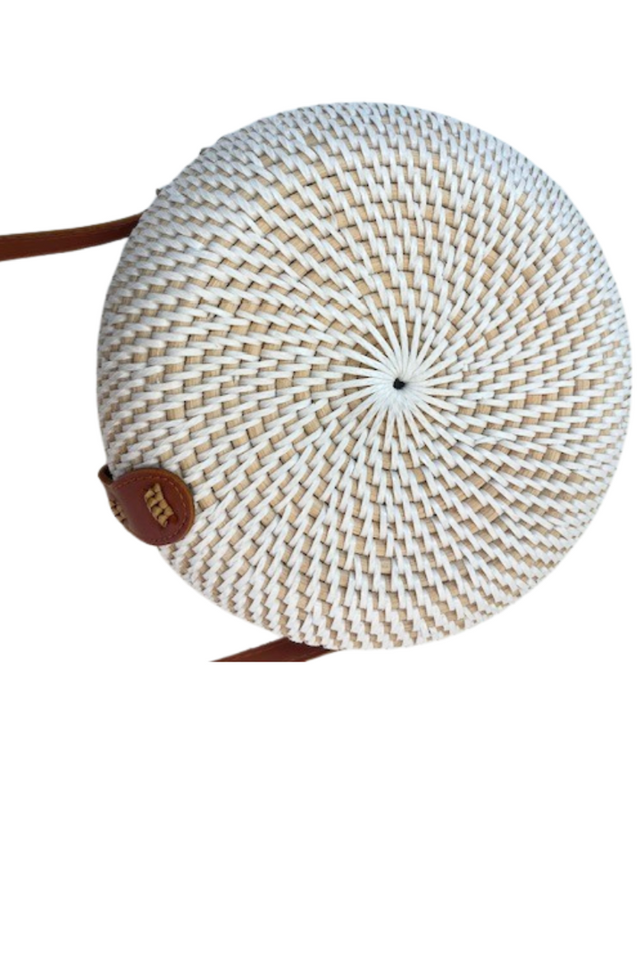 Round curved Rattan Handbag