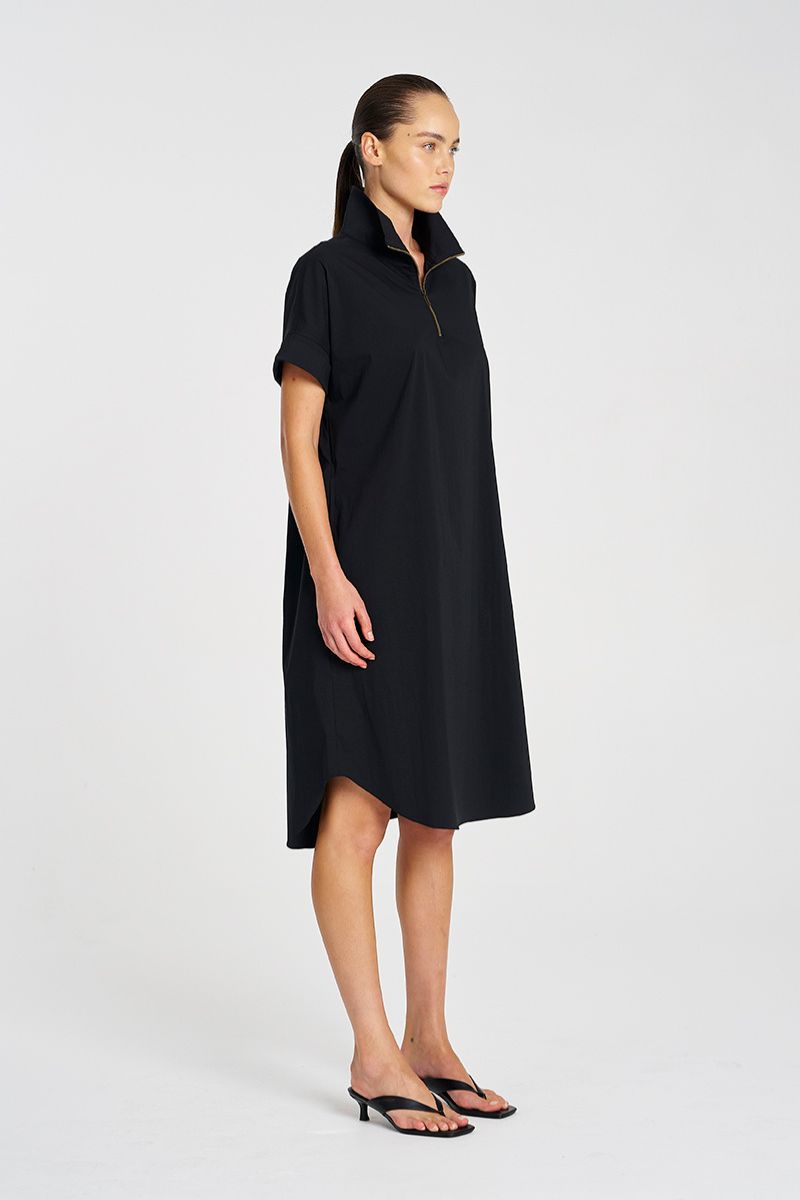 Half Zip Dress in Black by Mela Purdie