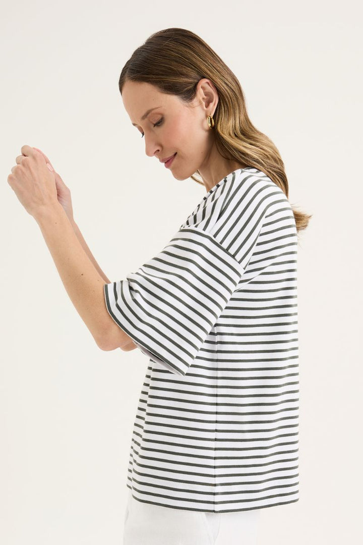 Banda Tee YTWN3045 in White/Nori by Yarra Trail in Black Green / XS