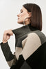 Color-Block Jacquard Knit Pullover In Taupe and Black