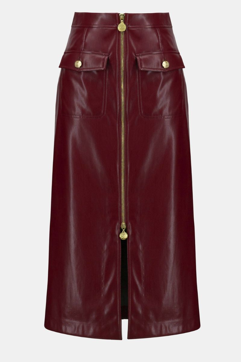 Leatherette Long Pencil Skirt 253991