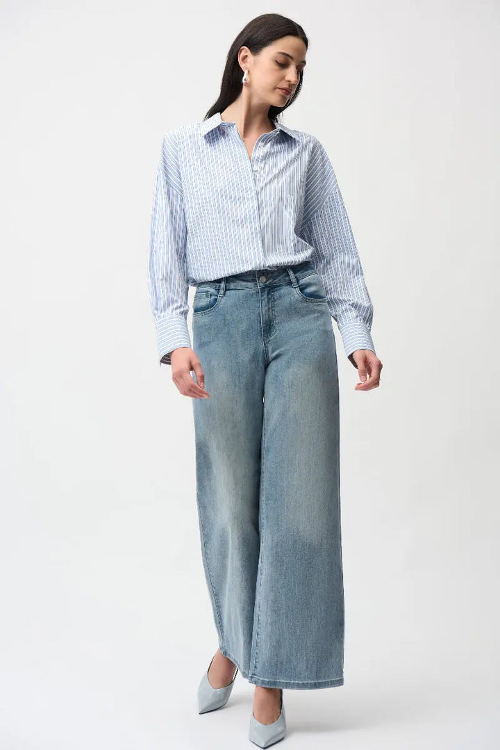Goldie Classic Wide-Leg Stretch Jeans Featherweave Denim Jeans in 251968 by Joseph Ribkoff