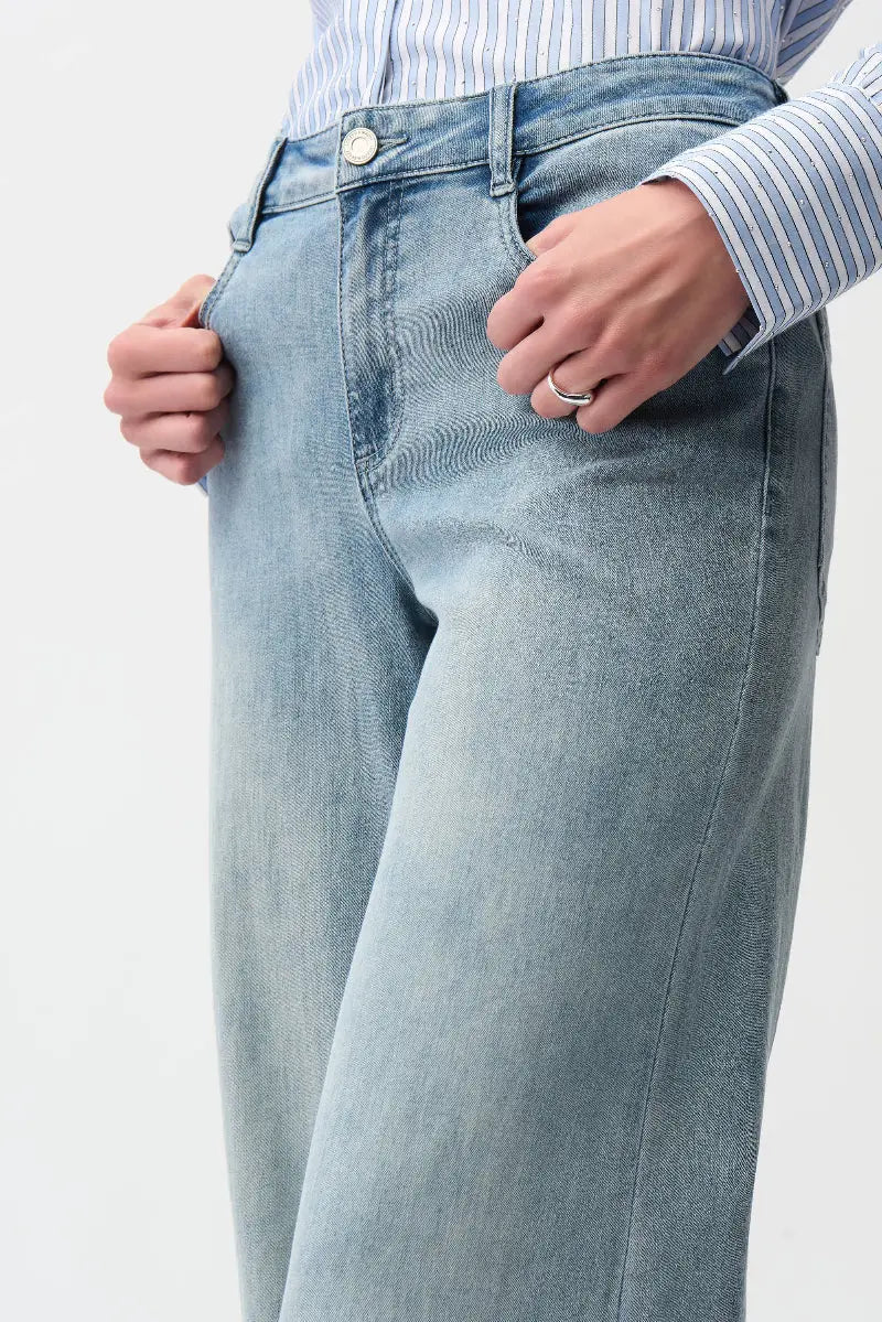 Goldie Classic Wide-Leg Stretch Jeans Featherweave Denim Jeans in 251968 by Joseph Ribkoff