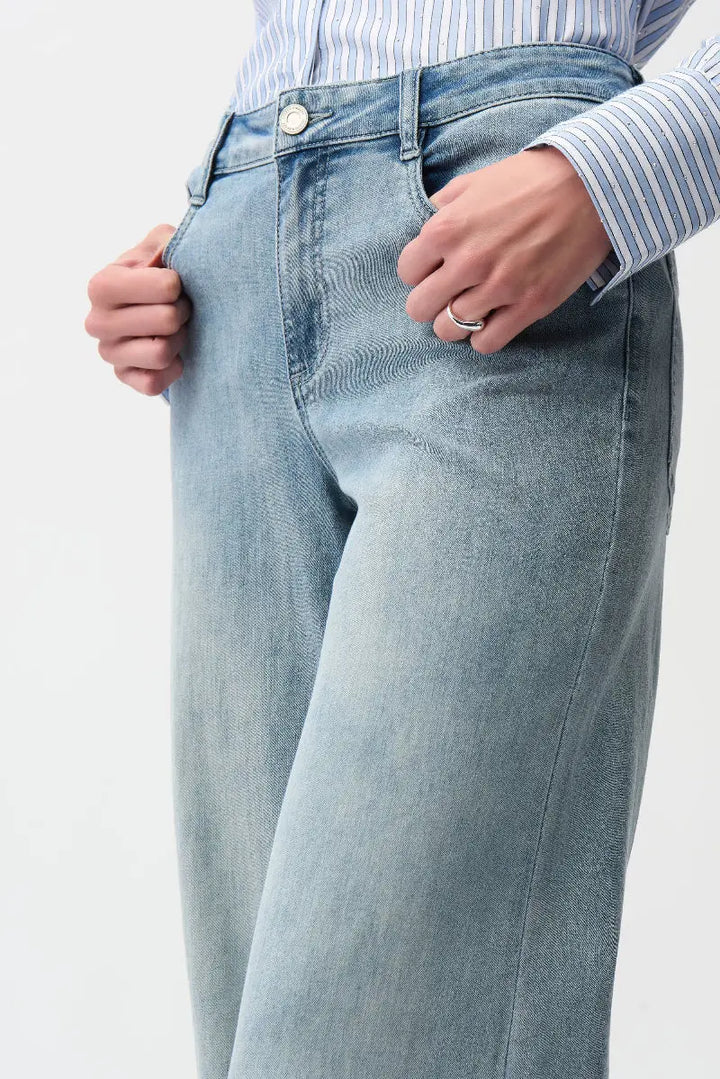 Goldie Classic Wide-Leg Stretch Jeans Featherweave Denim Jeans in 251968 by Joseph Ribkoff