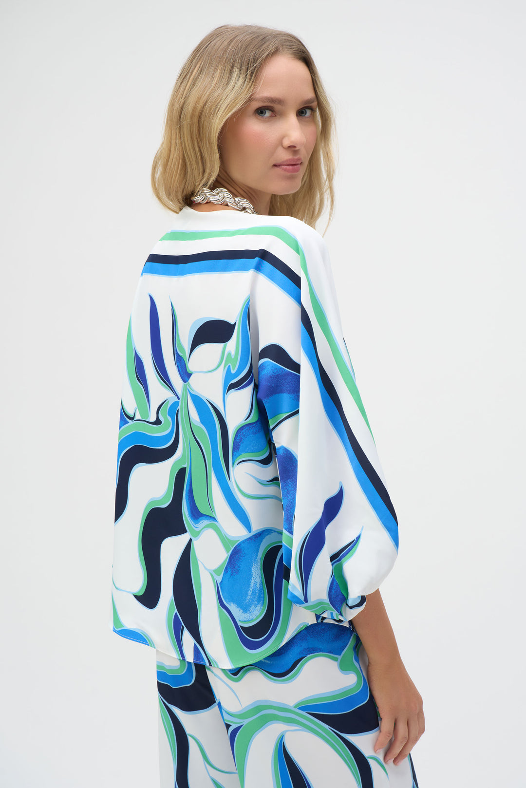 Woven Abstract Print Boxy Top 252085 by Joseph Ribkoff