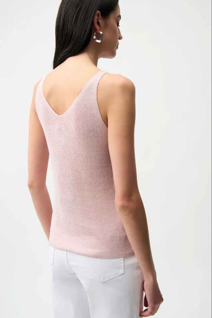 Metallic Knitted Camisole with Rhinestones in Petal Pink by Joseph Ribkoff in Petal Pink / S
