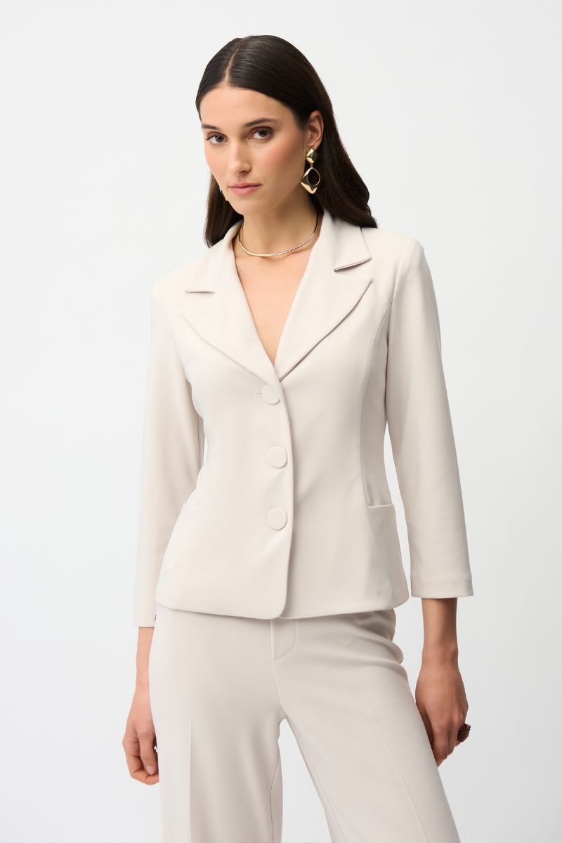 Silky Knit Fitted Blazer with Shawl Collar in Moonstone by Joseph Ribkoff