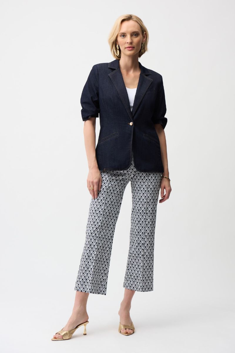 Millennium Flare Pants in Vanilla/Midnight Print by Joseph Ribkoff