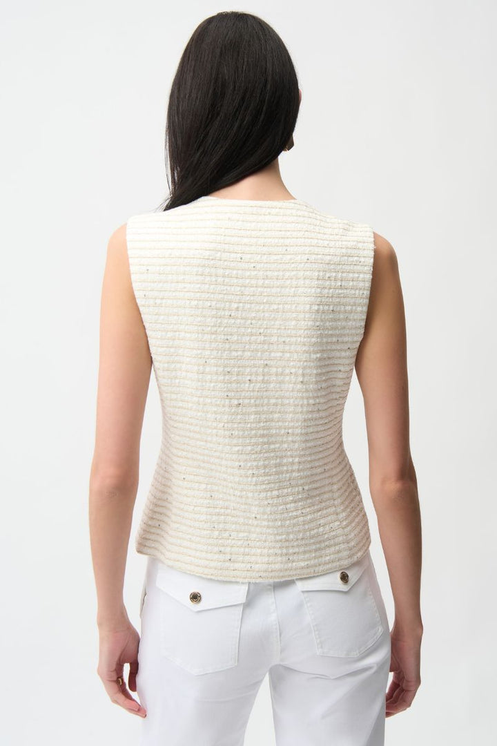 Boucle fitted vest with gold Buttons 261113 by Joseph Ribkoff in 8 / Cream