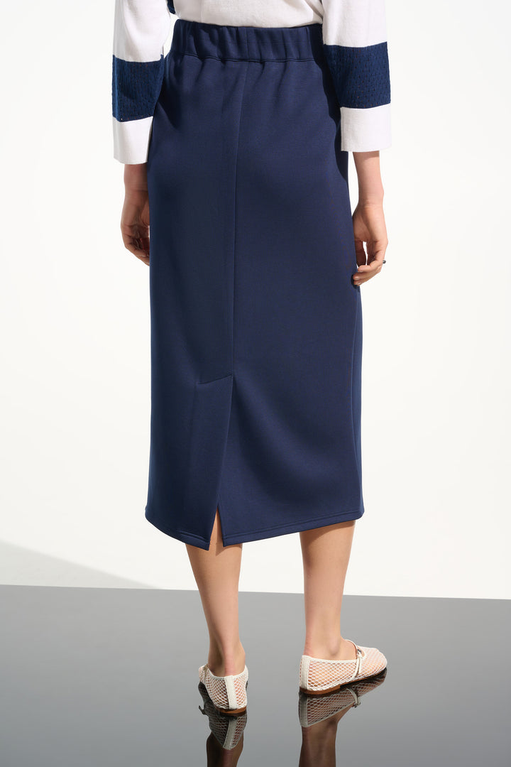 Scuba Jersey Pull-On Skirt with Drawstring Waist in Indigo by Joseph Ribkoff in S / Indigo
