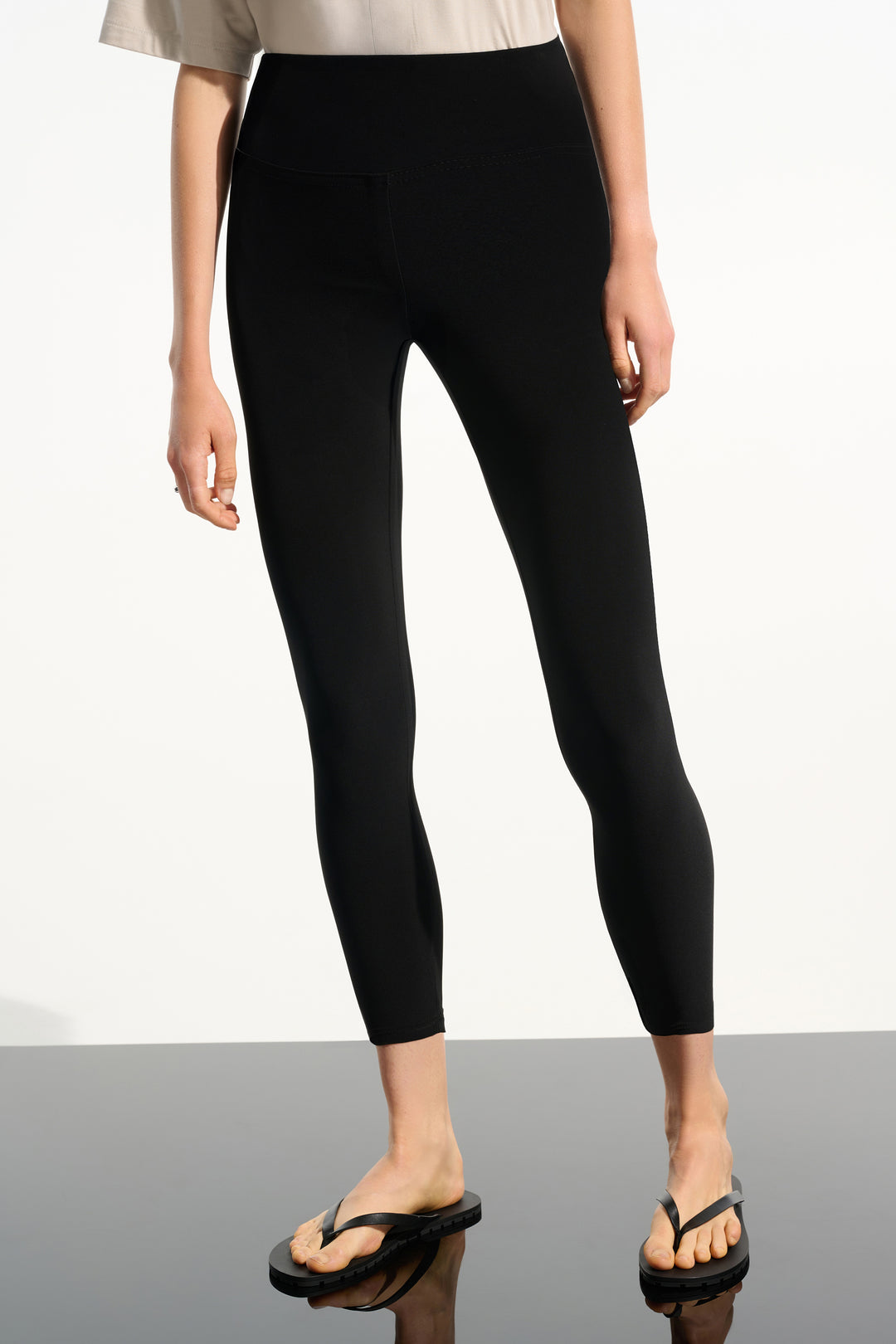 Silky Knit Pull-On Leggings with Tummy Control Waistband in Black by Joseph Ribkoff