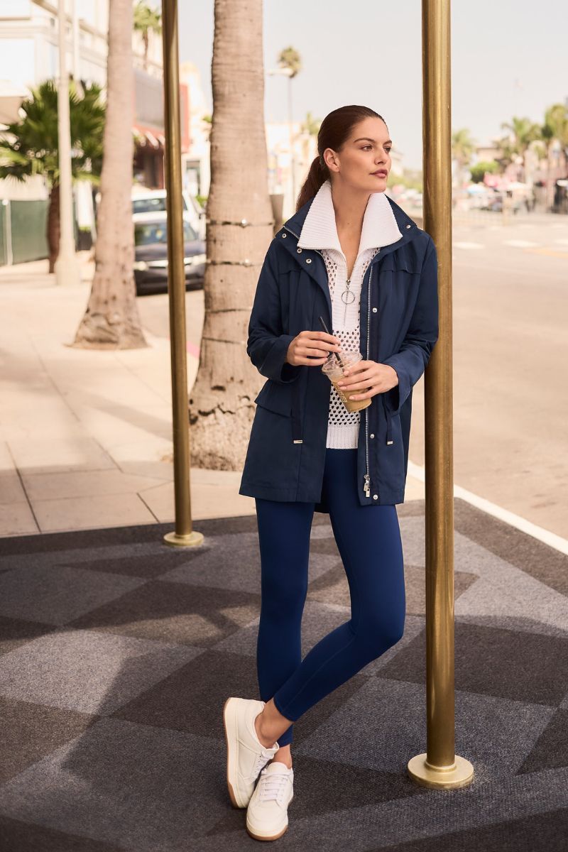 Imitation Memory Anorak with Hidden Hood in Indigo by Joseph Ribkoff