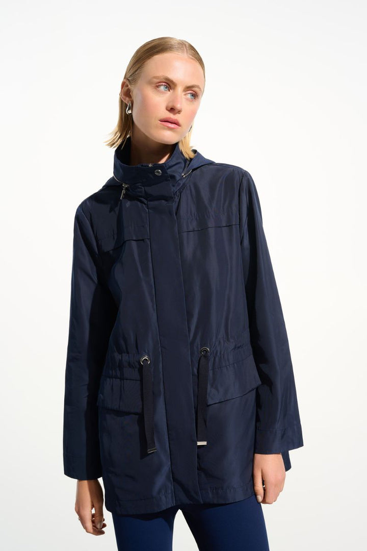 Imitation Memory Anorak with Hidden Hood in Indigo by Joseph Ribkoff in S / Indigo