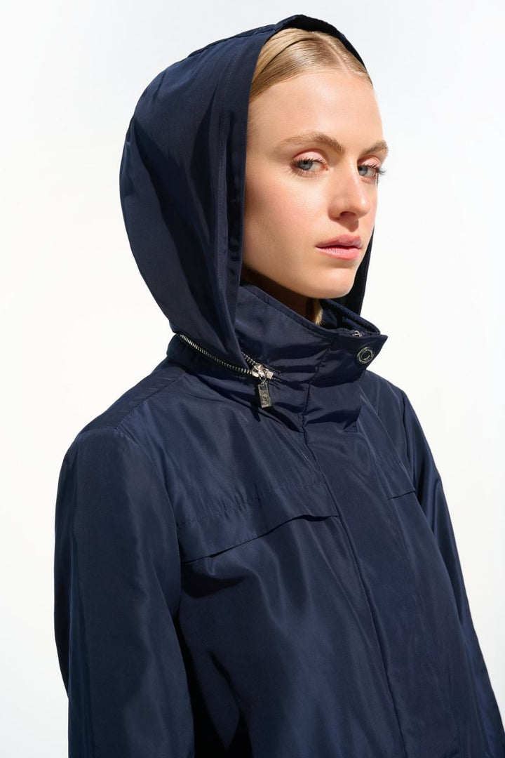Imitation Memory Anorak with Hidden Hood in Indigo by Joseph Ribkoff in S / Indigo
