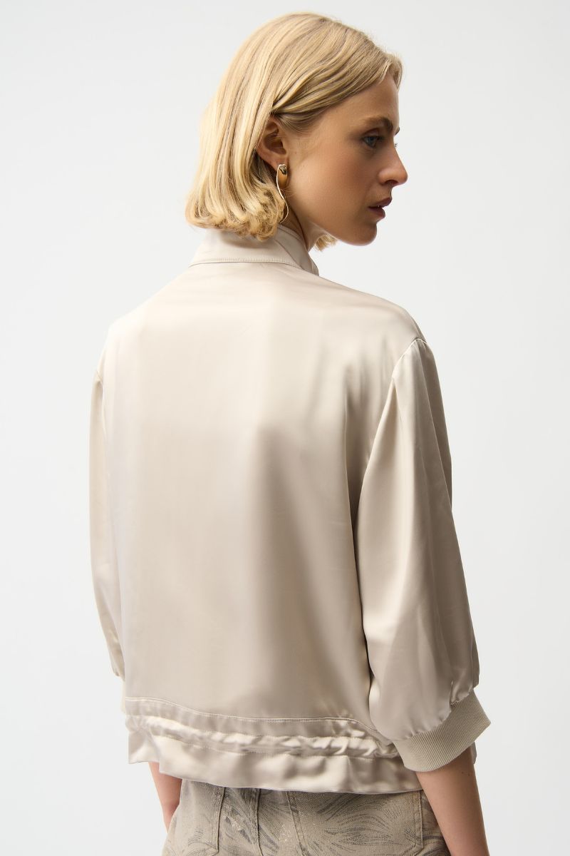 Satin Boxy Blouson Jacket in Moonstone by Joseph Ribkoff