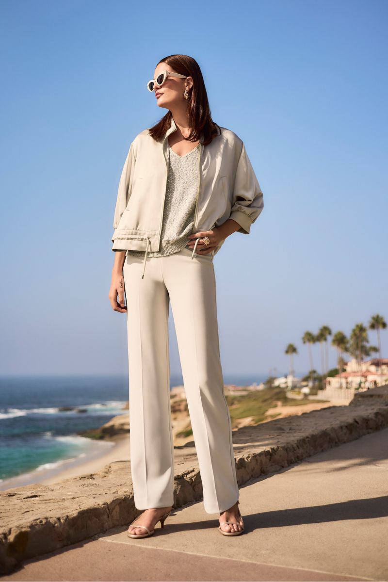 Satin Boxy Blouson Jacket in Moonstone by Joseph Ribkoff