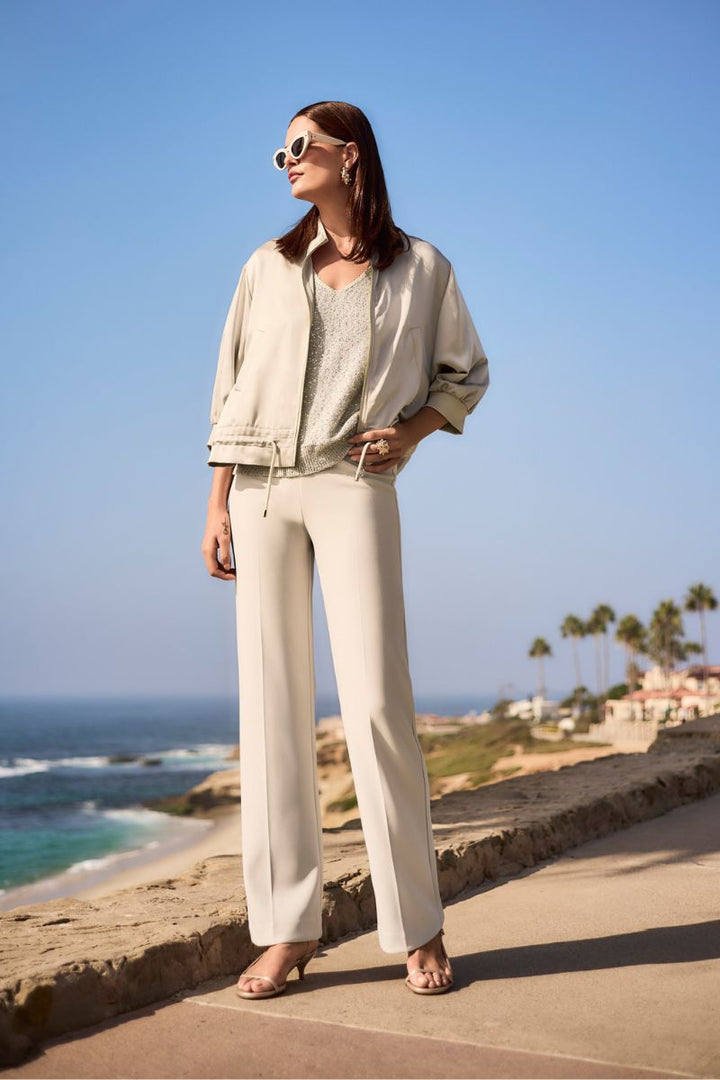 Satin Boxy Blouson Jacket in Moonstone by Joseph Ribkoff in S / Moonstone