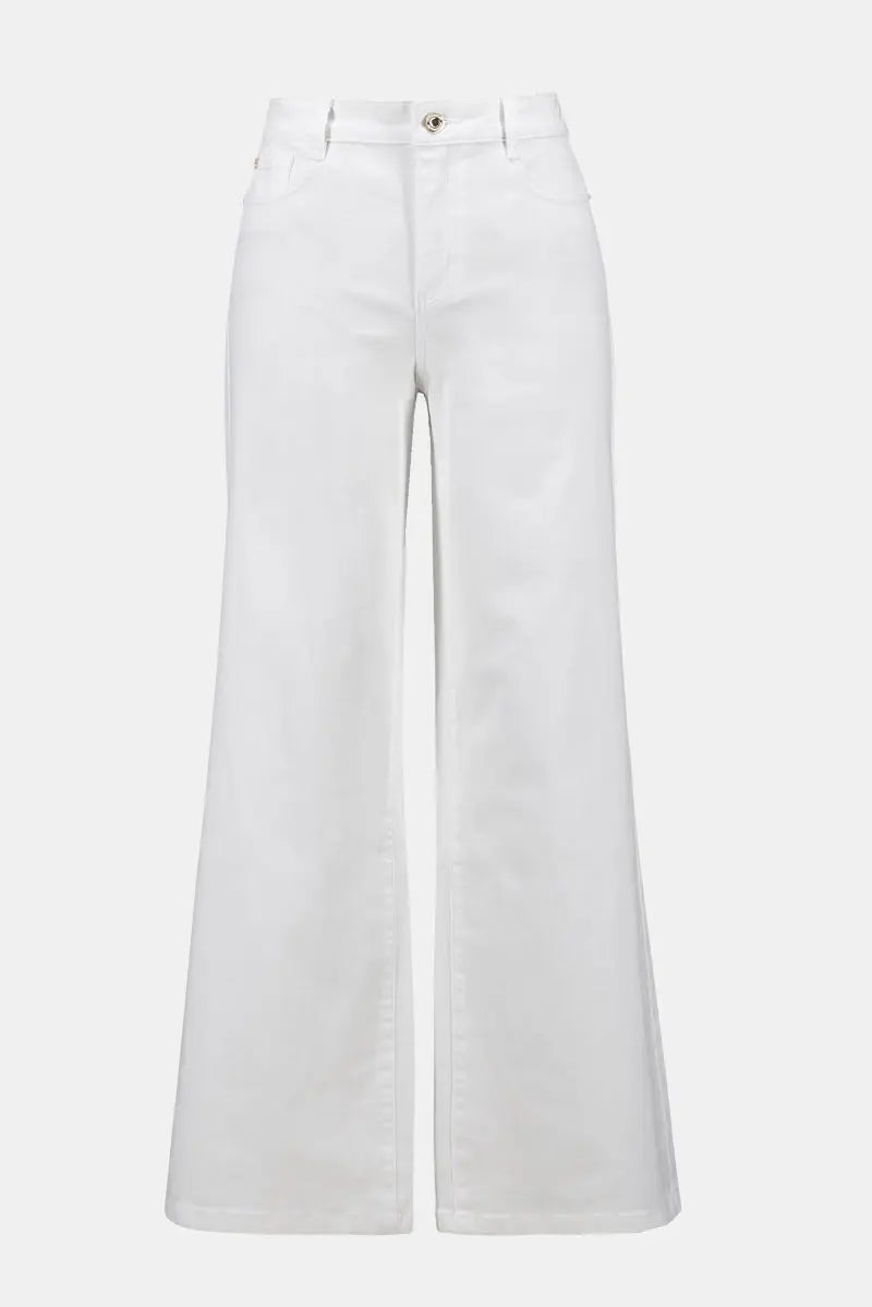 Joseph Ribkoff Goldie White wide-leg jeans on a light gray background