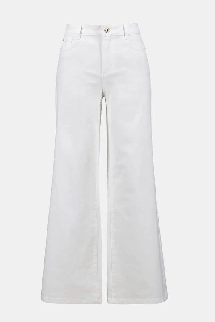 Joseph Ribkoff Goldie White wide-leg jeans on a light gray background