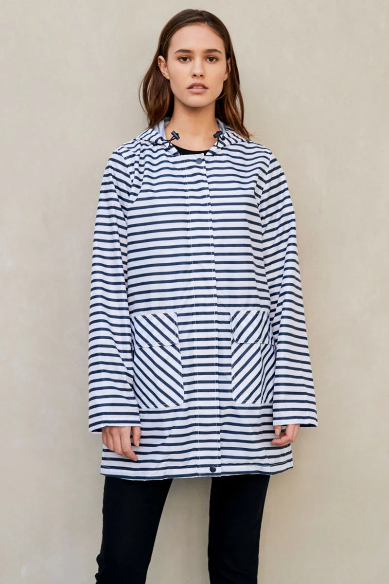 3/4 Raincoat in Zip Stripe