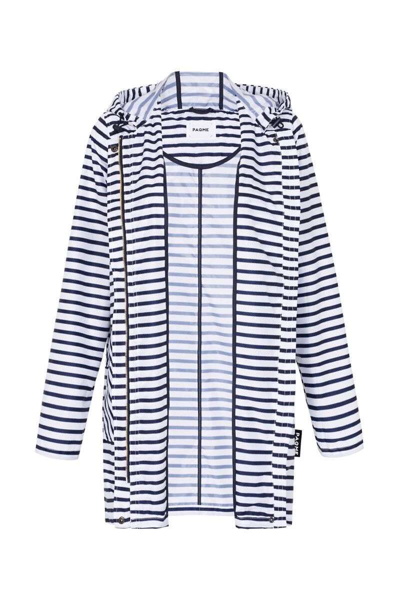 3/4 Raincoat in Zip Stripe