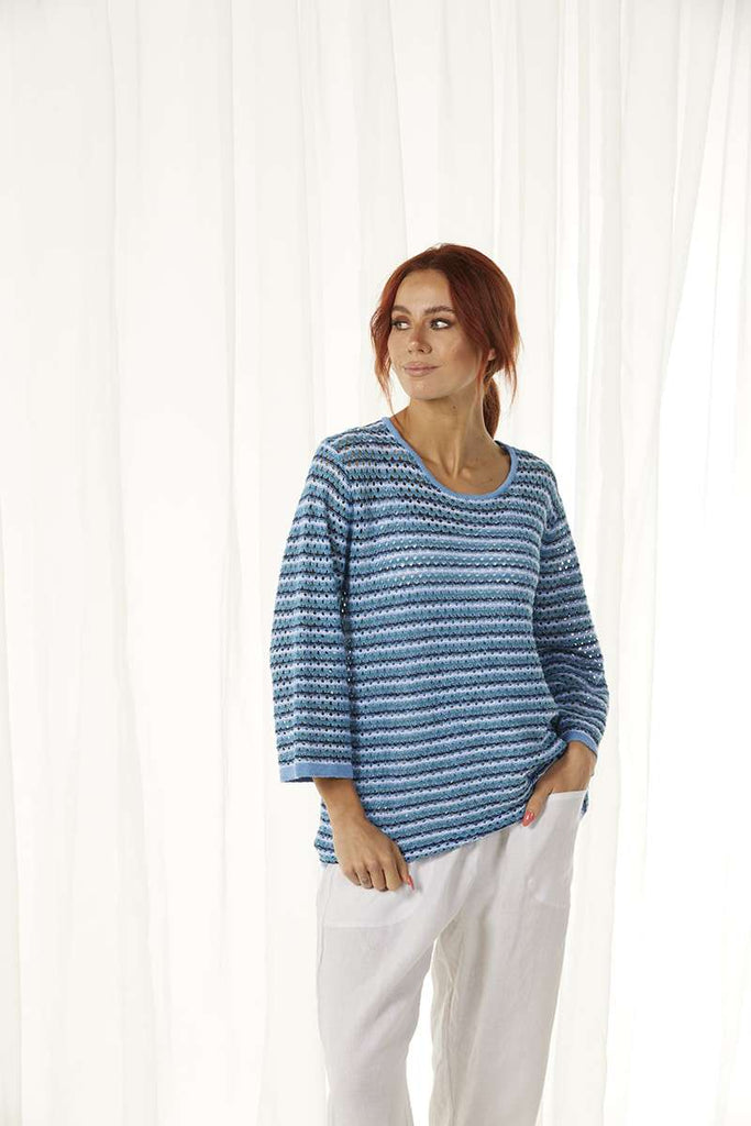 3-4-sleeve-crochet-look-pullover-in-blue-combo-bella-front-view_1200x