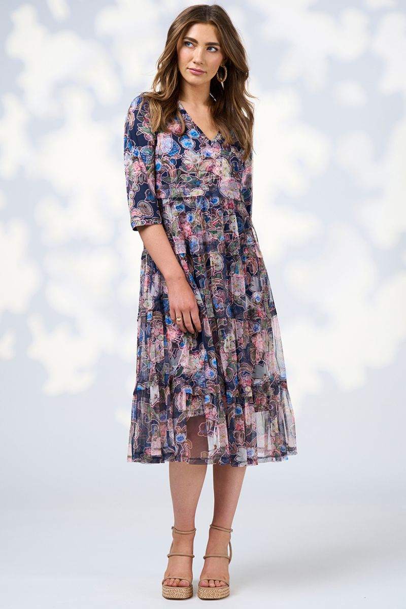 Maeve Tulle Dress in Indigo Multi by Loobies Story