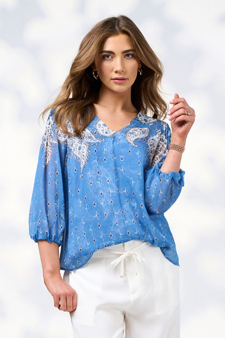 Loobie's Story Sibella Blouse in Chambray Multi by Loobies Story in Chambray / 8