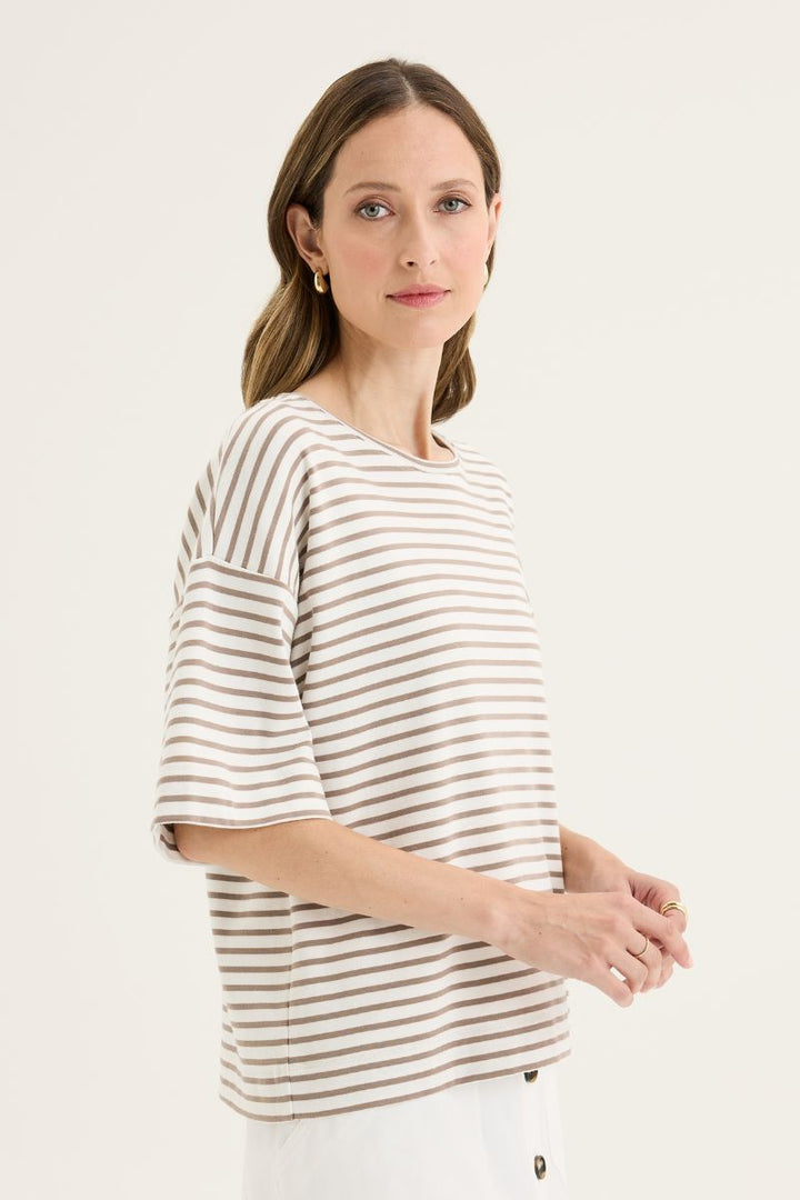 Banda Tee YTWN3045 in Ecru/Mocha by Yarra Trail in Mocha / XS