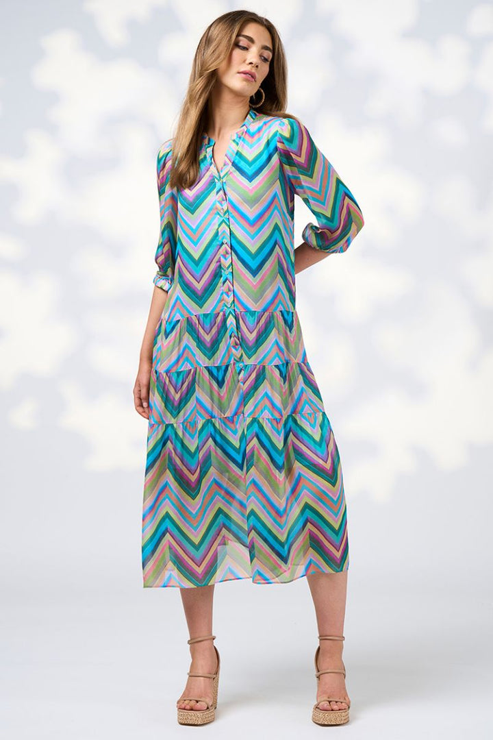 Loobie's Story Wanderlust midi dress in multi colours by Loobies Story in Ice Blue / 8