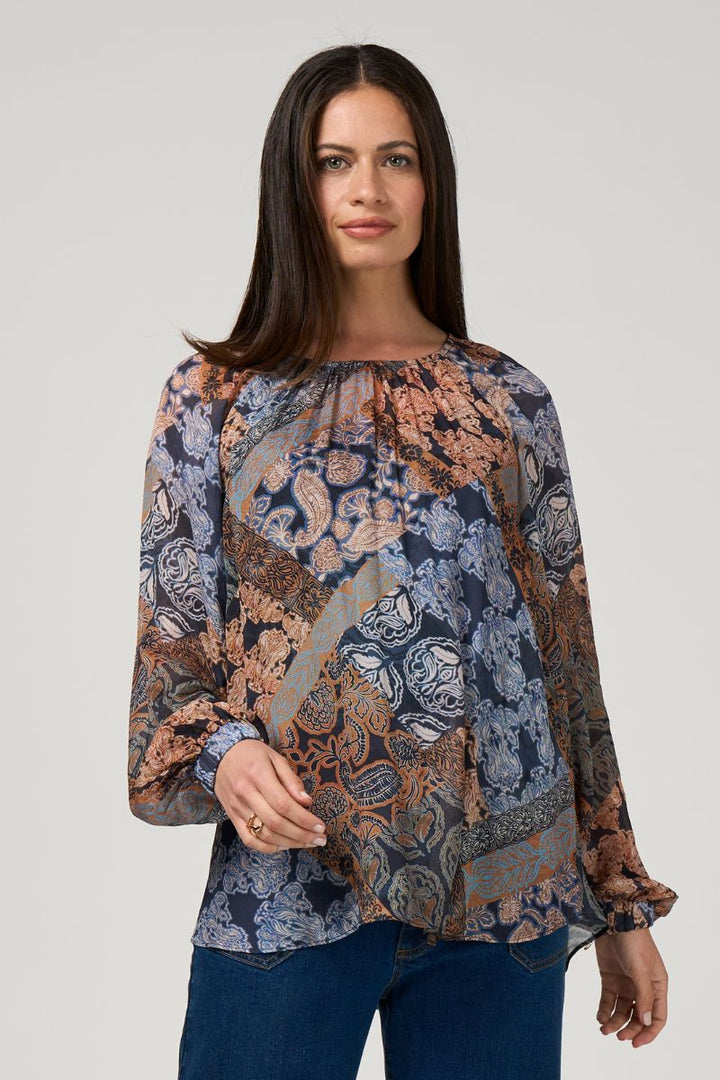 Loobie's Story Byzantium Top in Indigo Multi by Loobie’s Story in Indigo / 10