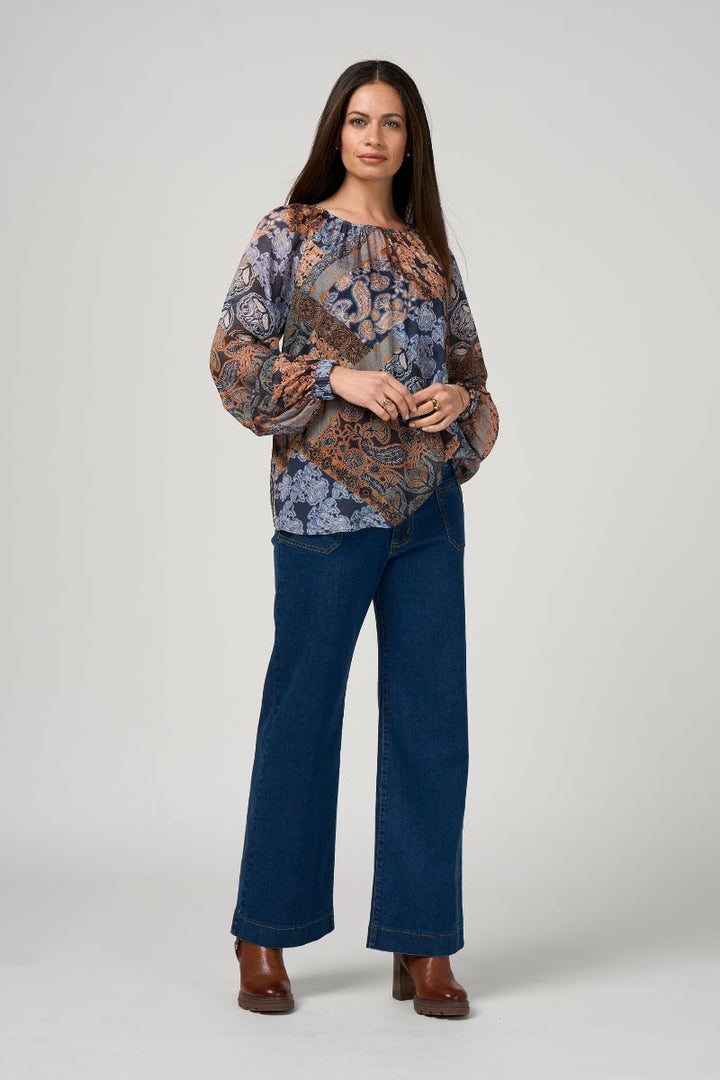 Loobie's Story Byzantium Top in Indigo Multi by Loobie’s Story in Indigo / 10