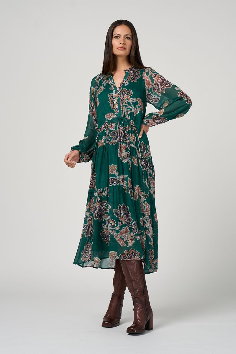 Versailles Midi Dress in Evergreen Multi by Loobie’s Story