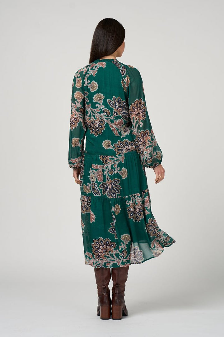Loobie's Story Versailles Midi Dress in Evergreen Multi by Loobie’s Story in Evergreen / 10