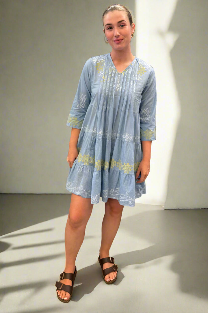 Pretty blue cotton dress 3334 by Saint Lori