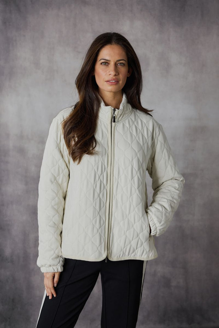 Woman wearing Carlo Jacket in Pumice by Lania The Label NLA3934 front view