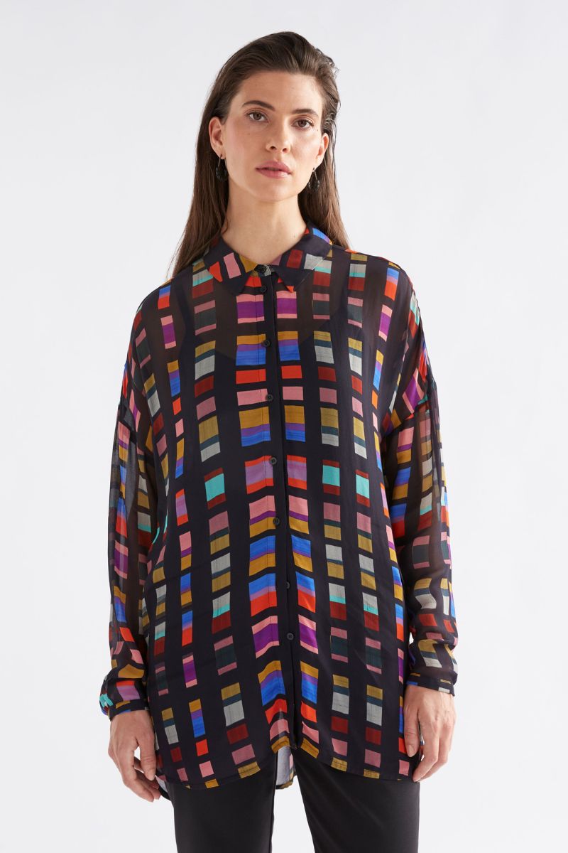 EIR SHEER Shirt in Tessela Print A1321M BY ELK THE LABEL