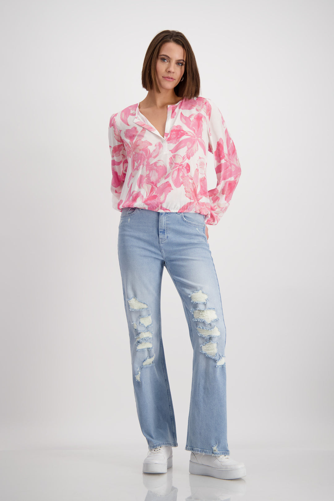 Floral Blouse 408183MNR in PINK Smoothie Pattern by Monari