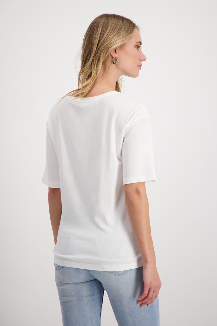 T-shirt col rond 408351MNR en blanc cassé par Monari