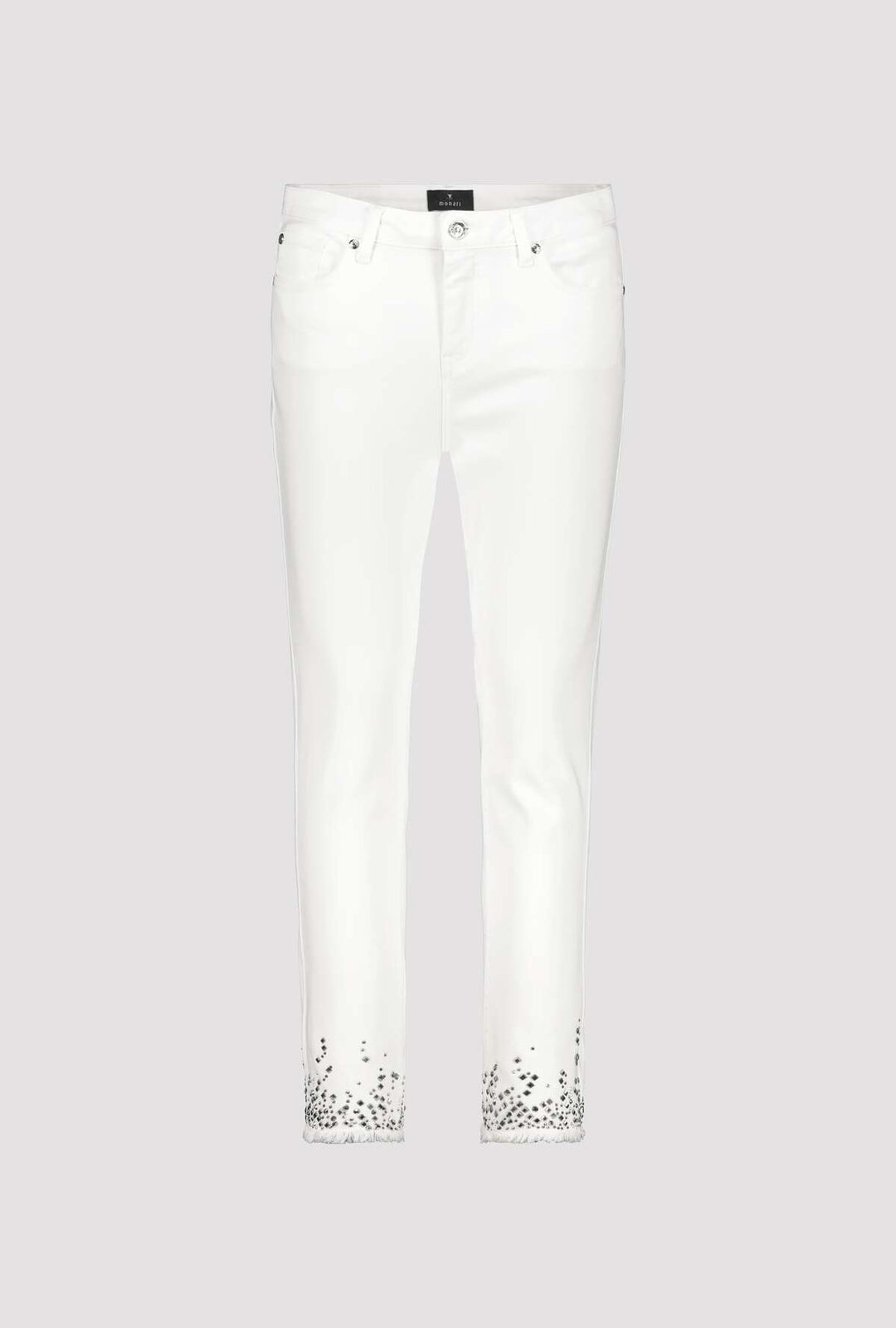 Decorative Hem White Jeans 408395MNR by Monari