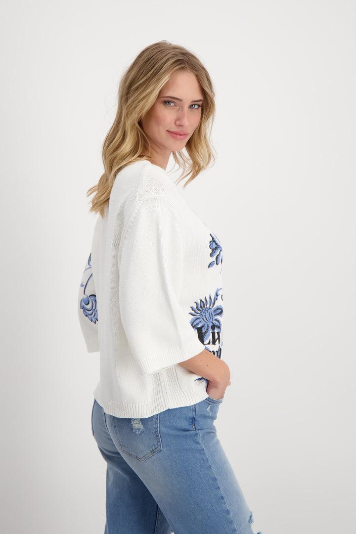 Pull en coton à imprimé fleuri 408421 de Monari