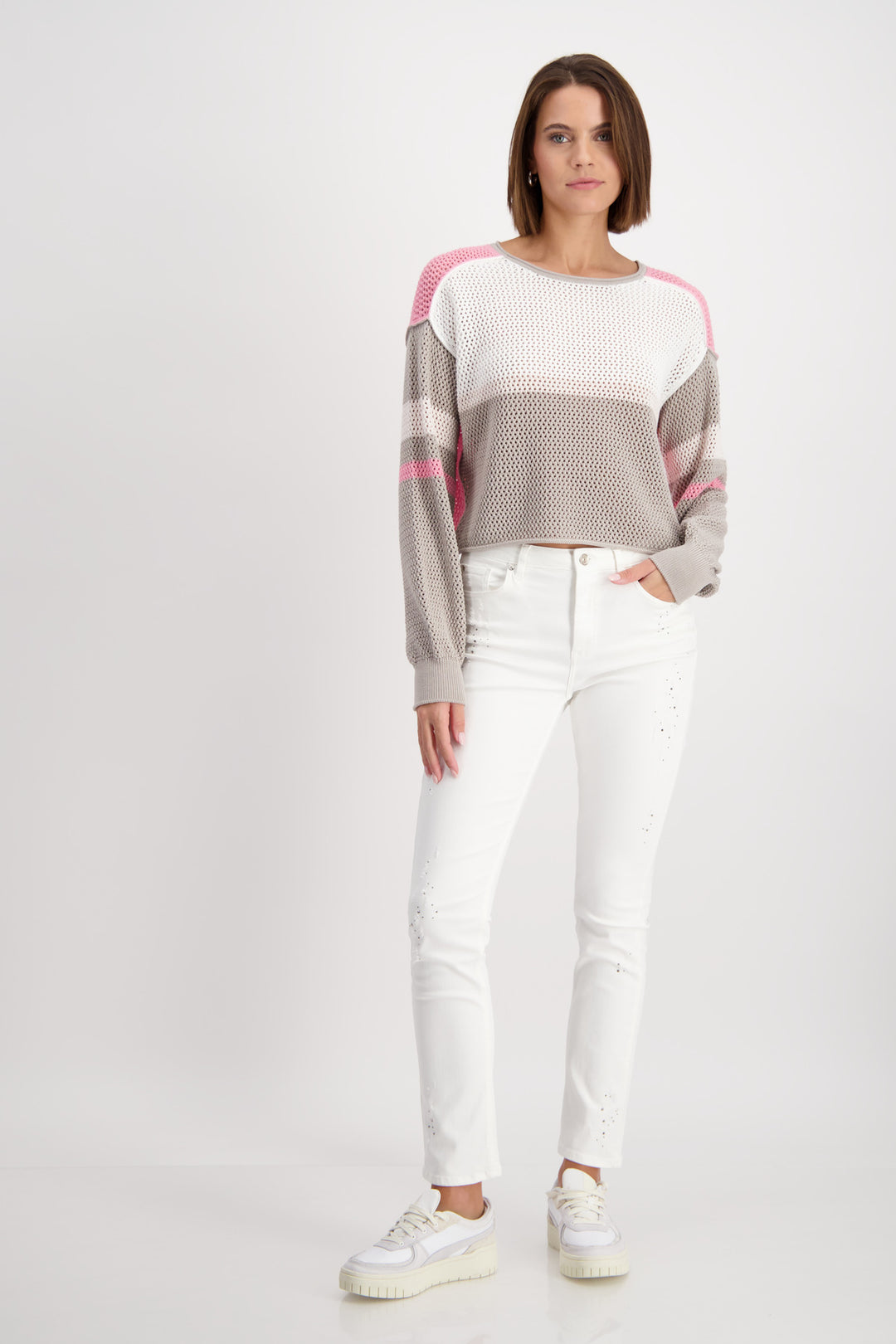 Ajour Pattern Jumper in Coconut 408445MNR by Monari