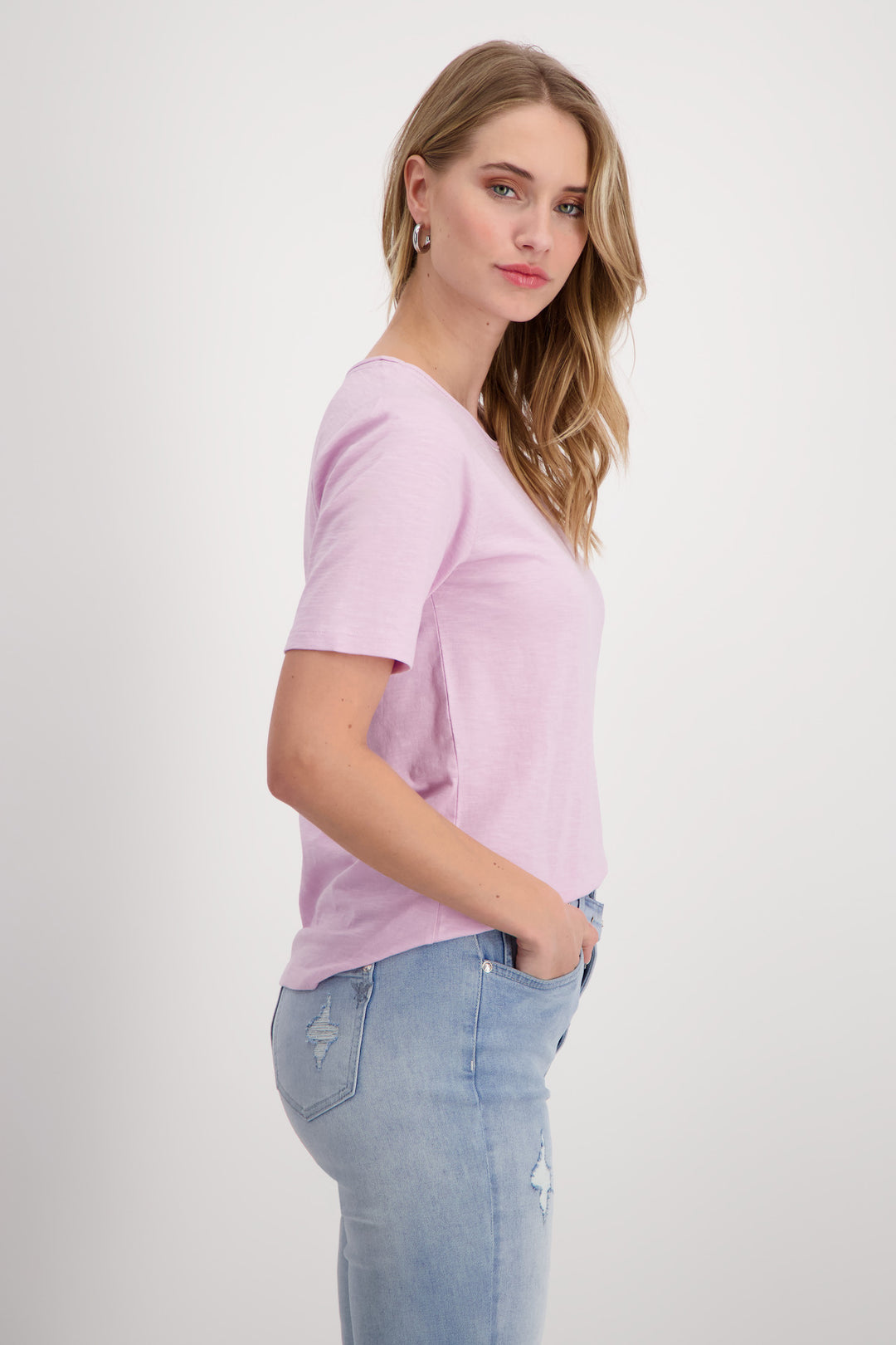 T-shirt Flame en coton biologique 408527MNR en rose lavande par Monari