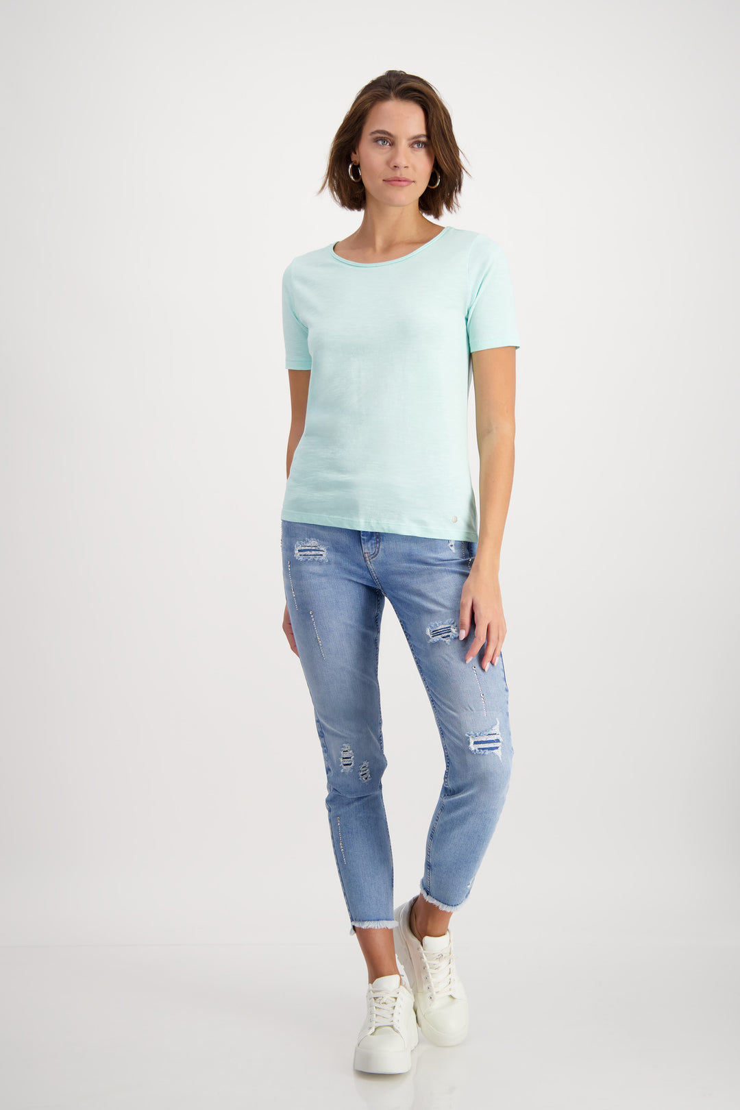 Flame T-Shirt Organic Cotton 408527MNR in Bright Mint by Monari