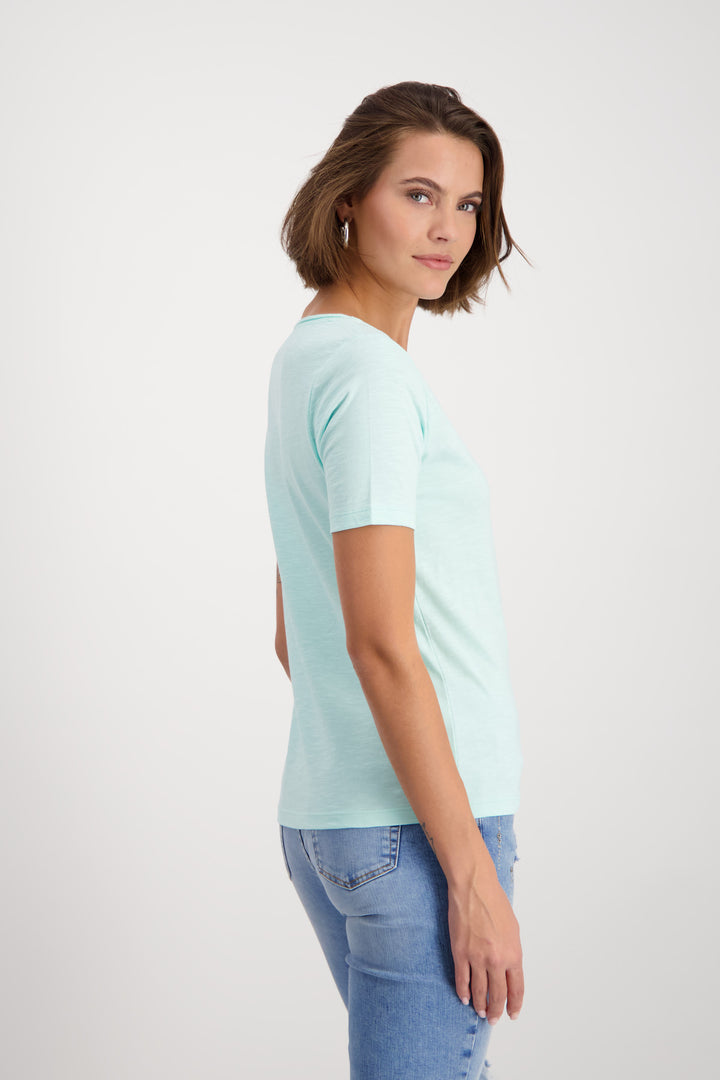 Flame T-Shirt Organic Cotton 408527MNR in Bright Mint by Monari