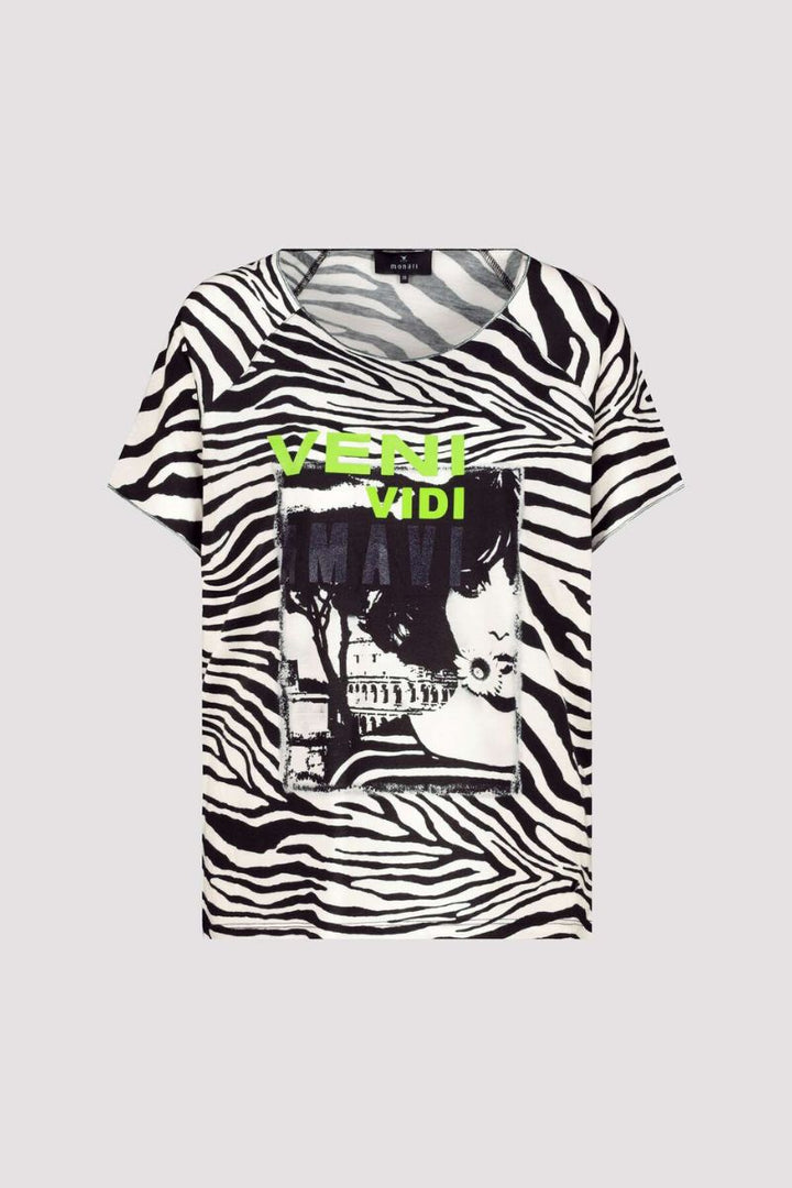 Zebra Print Woman Graphic T-Shirt in black by Monari in 36 / Black