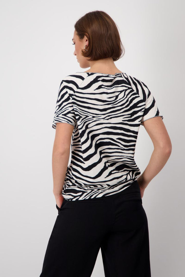Zebra Print Woman Graphic T-Shirt in black by Monari in 36 / Black