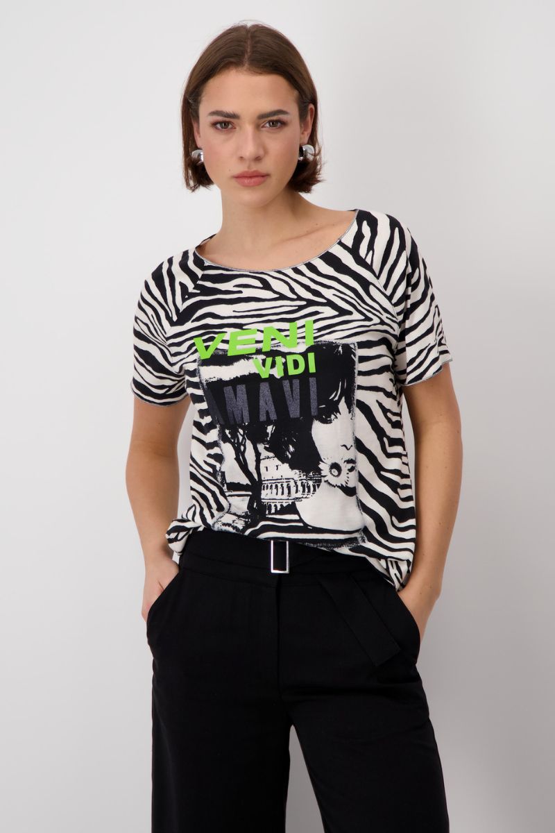 Zebra Print Woman Graphic T-Shirt in black by Monari