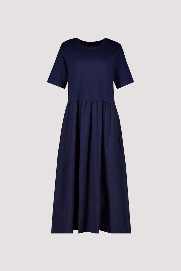 Mixed-Fabric Maxi Dress in Navy by Monari in Navy / 46
